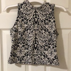 High neck patterned crop top